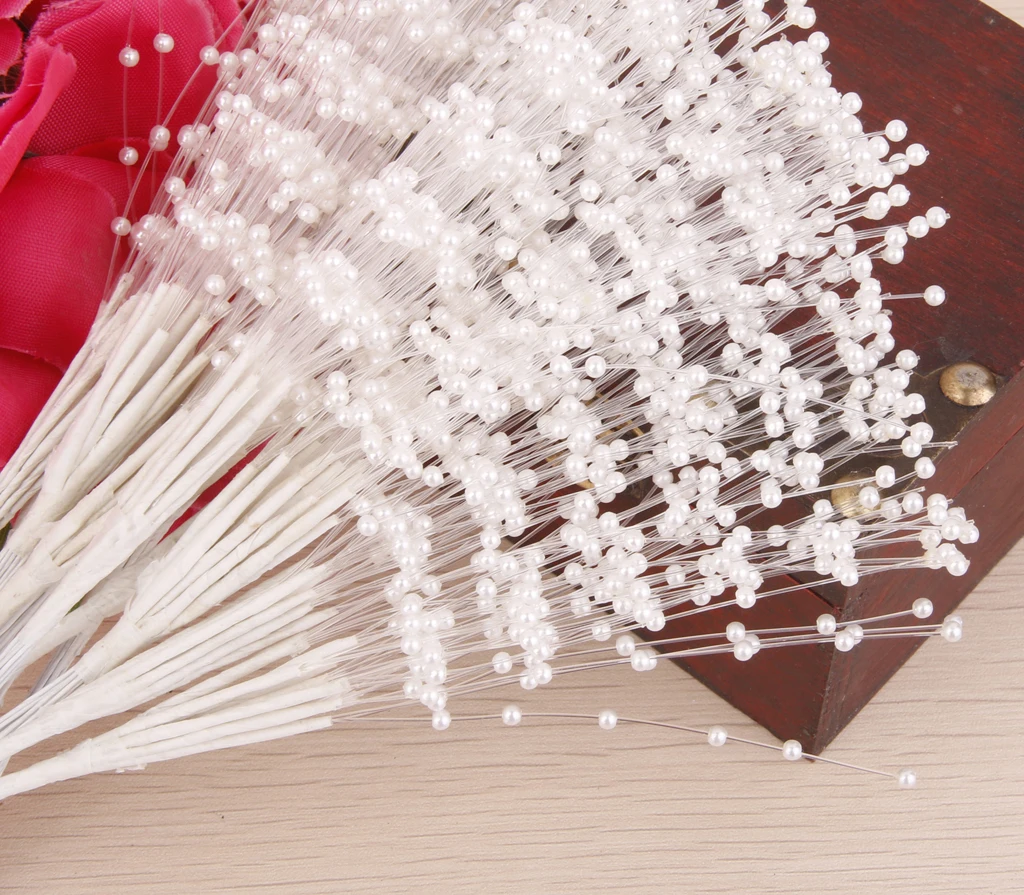 100 Stems Faux Pearl Spray Beads Wire Stems Wedding Bridal Flower Bouquet Party Table Decor