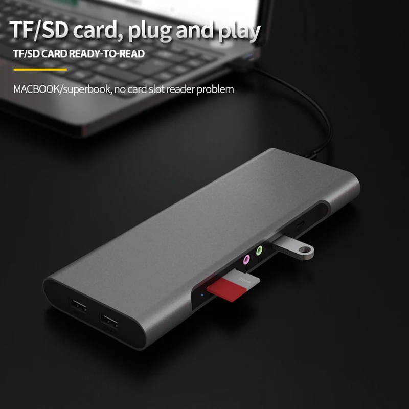 ACASIS 12 в 1 концентратор 4K usb тип-c к USB 3,0 TF HDMI VGA RJ45 Мини DP док-станция для ноутбука док-станция для MacBook Air/MacB