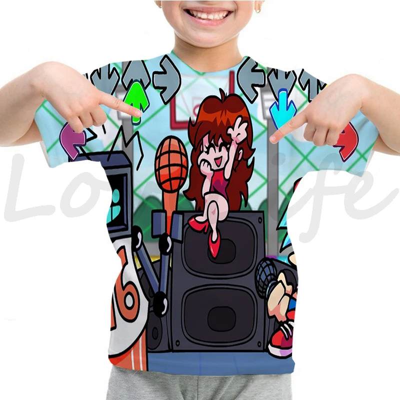 thumbnail image 1 of Camiseta Funkin de viernes por la noche para niños, camiseta divertida de manga corta con dibujos animados del juego FNF, camiseta 3D de verano para niños, ropa kawaii para niños, camiseta de anime, 1 of 5