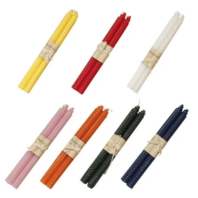 100 Pure Beeswax Handmade Taper Candles Smokeless Dripless Pair