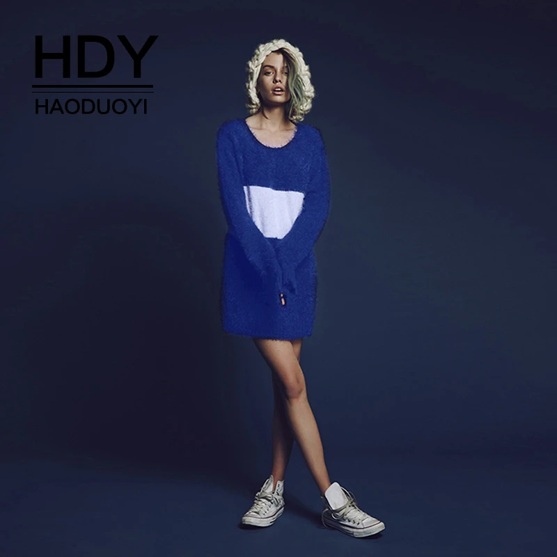 HDY Haoduoyi New Fashion Ladies Casual Clothing Spring Autumn Thin Pullover Jumper Knitted Sweet Fashion Soft Warm Sweater Women