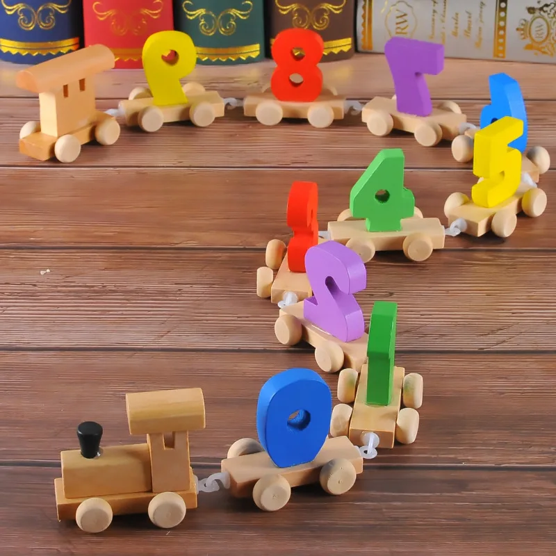 Free Shipping Classic Wooden Early Intellectual Toys Digital Small Train Set Children's Educational Block Toy Gift | Игрушки и хобби