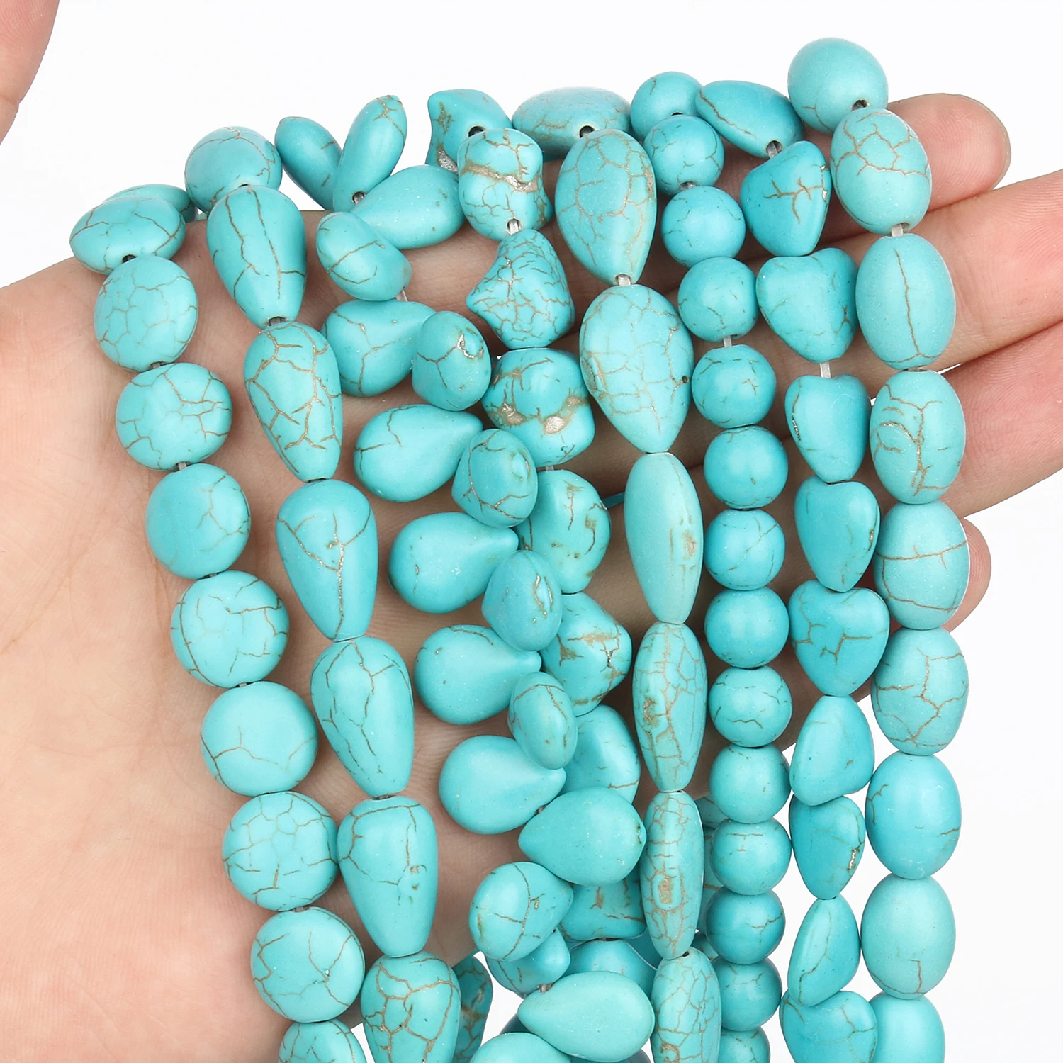 Natural Turquoise Gemstone Spacer Loose Beads Charms Jewelry Bracelet Making 