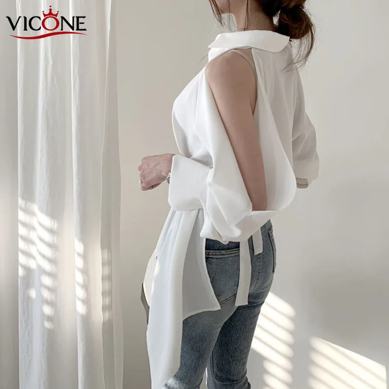 VICONE Women Blouse Tops New Lady Hollow Out Fashion Shirts Off Shoulder Spring Summer Clothes Vogue Shirt - 4.00067E+12