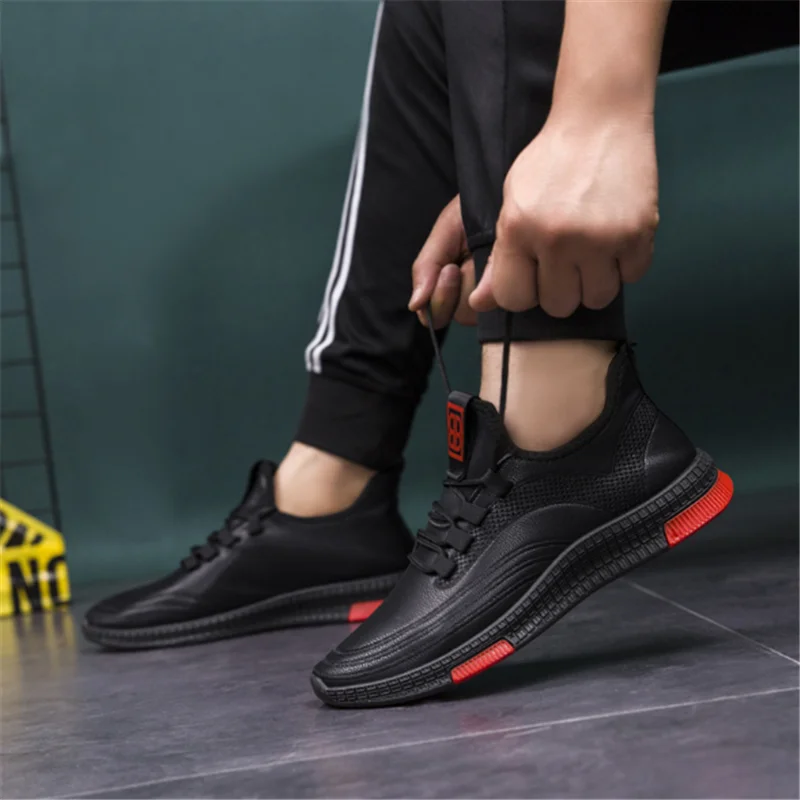 

Autumn and winter leather waterproof versatile casual shoes leather shoes men black men soft face sports breathable tide shoes