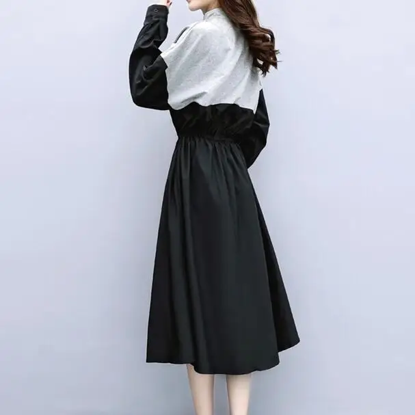 Осеннее лоскутное платье для женщин, рукав летучая мышь, для отдыха, vestido de festa, платье трапециевидной формы, Vestidos, для отпуска, женская одежда, DC118