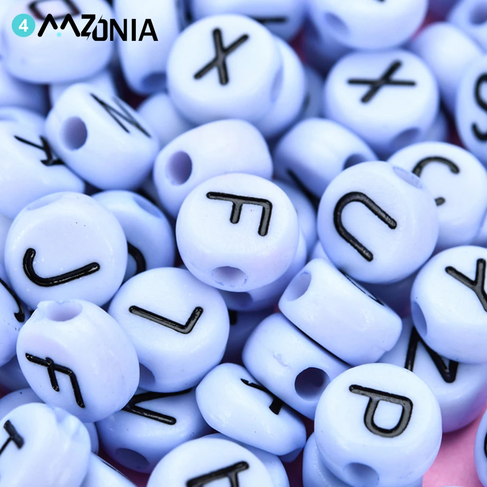 Bright Blue Letter Beads for Jewelry Making Blue Alphabet 