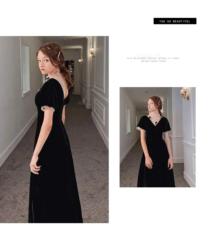SSYFashion Новое красное вечернее платье русалки, зимнее винтажное велюровое тонкое платье с коротким шлейфом, Длинные вечерние платья для выпускного вечера, Vestidos De Noche