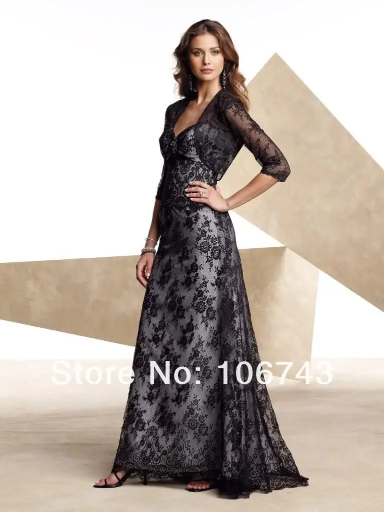 Кружева vestido de noiva невесты уникальный черный Кружева Формальное вечернее платье Мать невесты платья с жакетом - Цвет: Черный