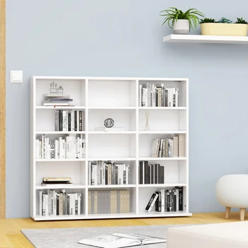 Bookcase White Chipboard CD Cabinet Bookshelf Home Decor Storage 1