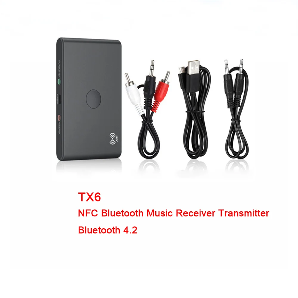 TX6 Hifi беспроводной адаптер NFC Bluetooth 5,0 передатчик приемник 3,5 мм AUX RCA Jack Автоматическое включение/выключение Bluetooth 4,2 автомобильный аудио приемник - Цвет: TX6