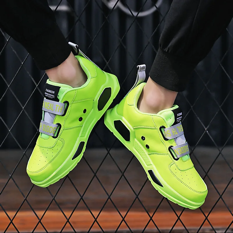 Мужская Спортивная обувь неоново-зеленого цвета; спортивная обувь с дышащей сеткой; классические кроссовки для отдыха; zapatos hombre Sapatos; сандалии