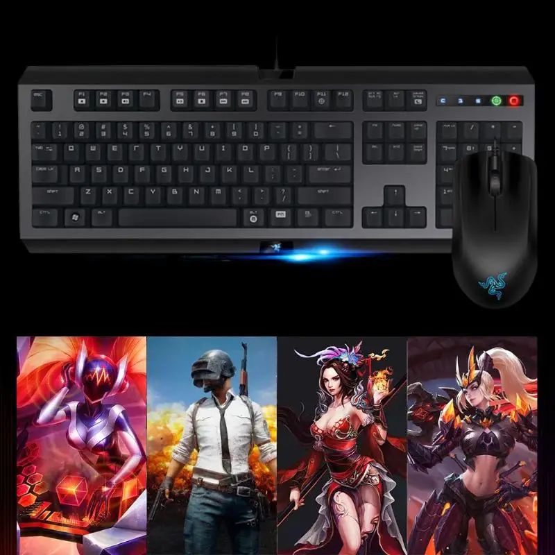 Razer Abyssus незаменимая игровая клавиатура комбинированные мыши USB Проводная 1800 dpi эргономичная игровая клавиатура 10 программируемых клавиш набор мыши