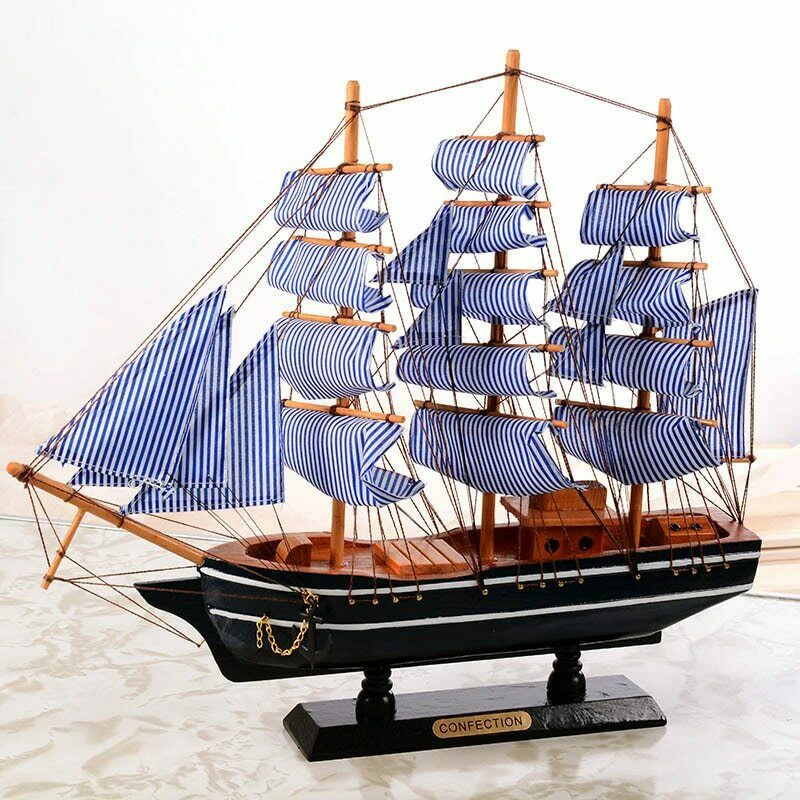 

Wooden Sailing Ship Mediterranean Style Home Decoration Handmade Kids Gift Toy Ship Model For Home Decor