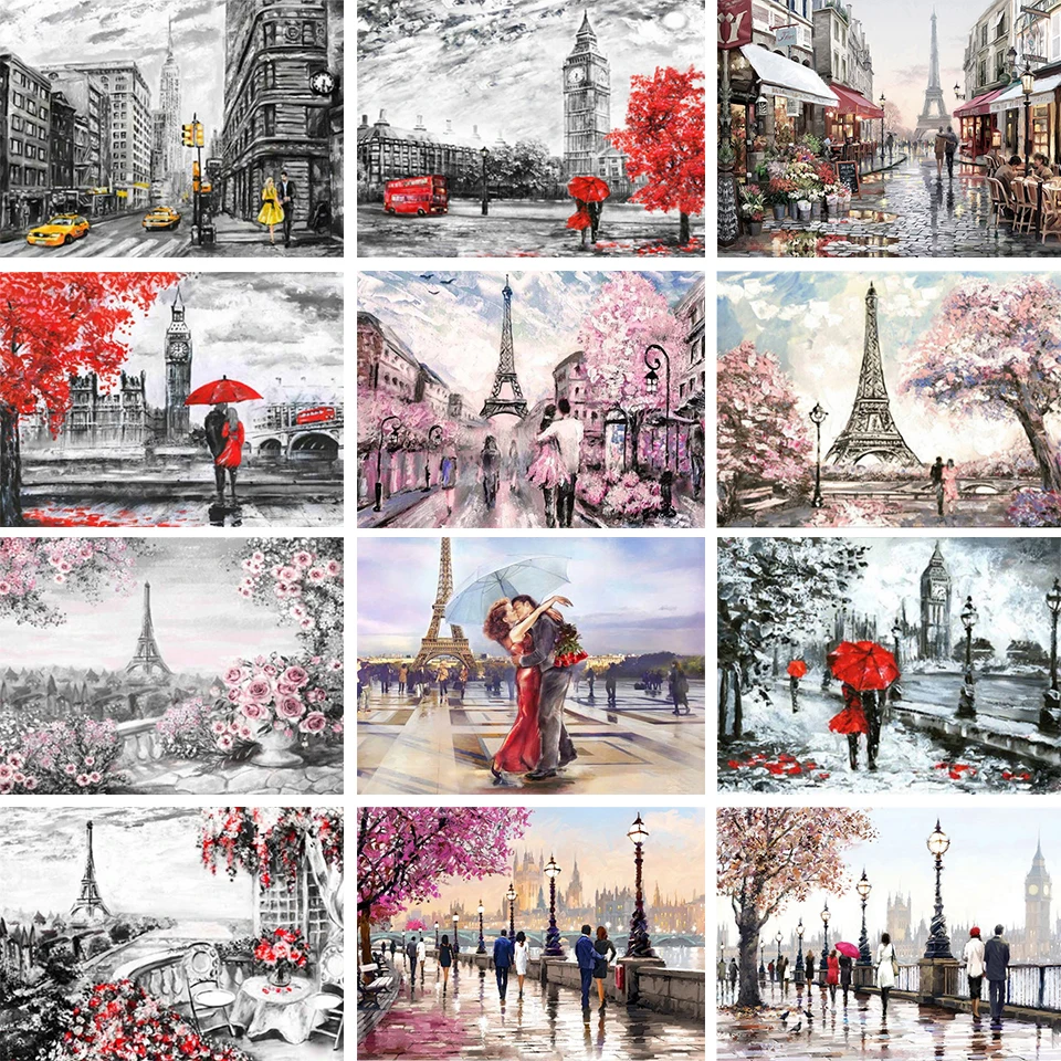 5D алмазная живопись пейзаж Парижская башня сделай сам вышивка влюбленных пар