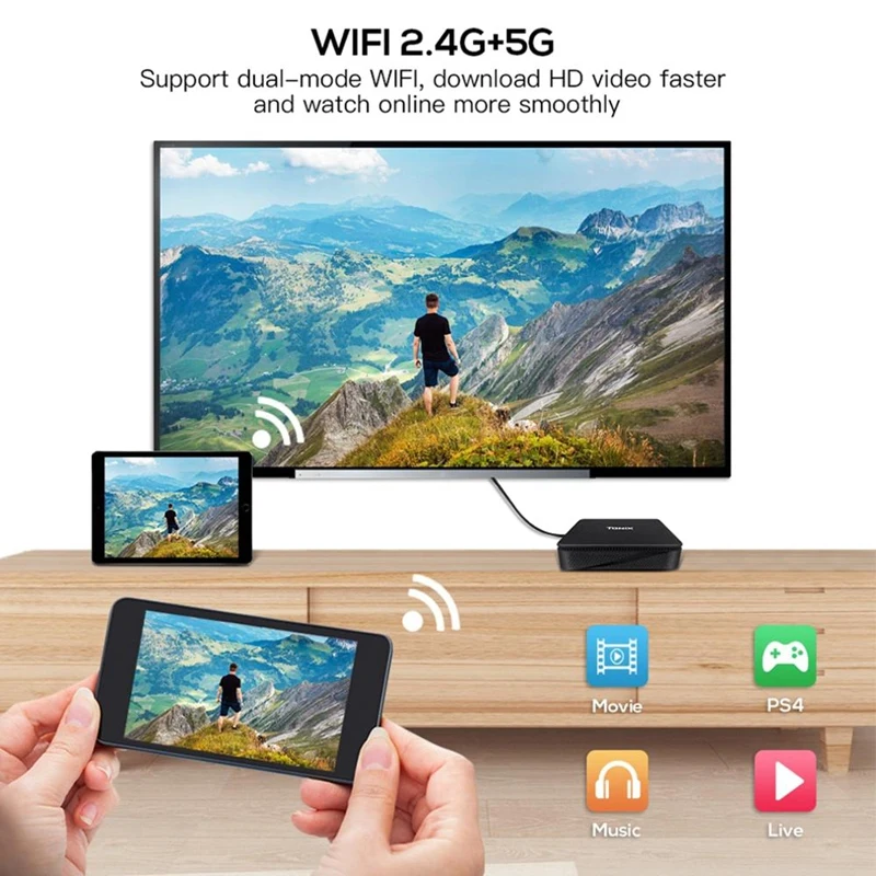 TX85 мини-ПК 1080P HD Windows 10 для Intel Atom X5-Z8350 ТВ-приставка 4G 64G памяти 2,4G+ 5,8G двойная Wifi приставка для Xiaomi Android