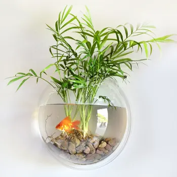 

1pcs Clear Hanging Wall Mounted Fish Bowl Aquaponic Tank Aquariums Plant Fish Bubble#15