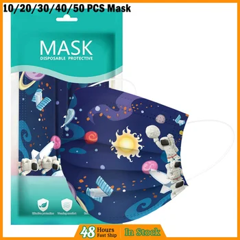 

50PCS Kids Cartoon Disposable Mask 3 Layer Filter Non-woven mascarillas Children's Face Mouth Mask breathable Earloop masques