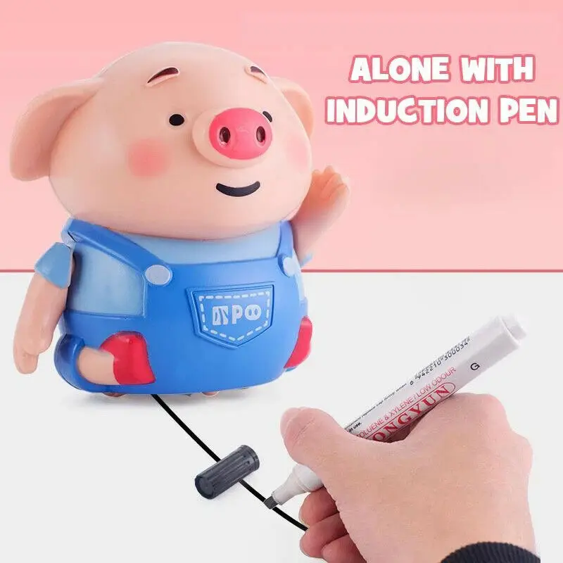 

Mini Electrict Cute Pig Robot Pen Inductive Remote Radio Vehicle With Light Music Education Toy Improve Creativity Imagination