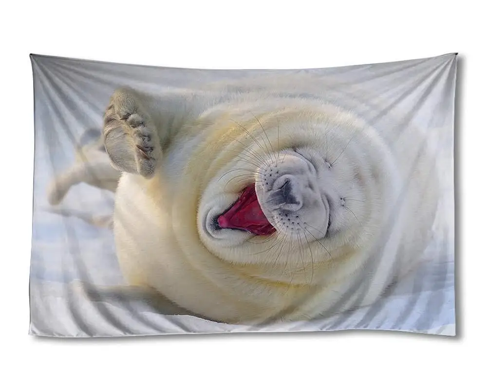 Happy Seal Snow Art Печать гобелены домашний Настенный декор