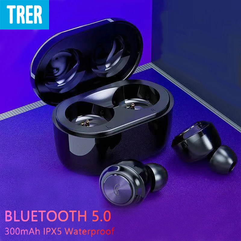 

TRER Wireless Earbuds Bluetooth 5.0 Mini In-ear Earphone Stereo Headset with Dynamic Crystal Clear Sound Running Headphones