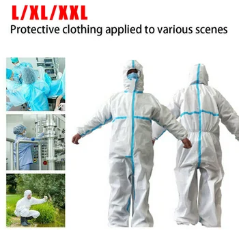 

1PCS Adults Unisex Disposable Protective Overall Work Suit Coverall Lab Hospital Safety Clothing L-XXL