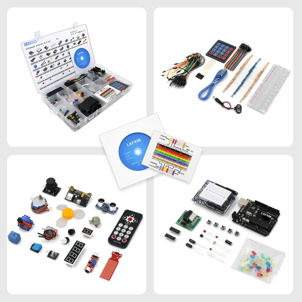 10 компл./лот LAFVIN для UNO R3 полный стартовый набор для проекта для Arduino в комплекте с обучающим руководством