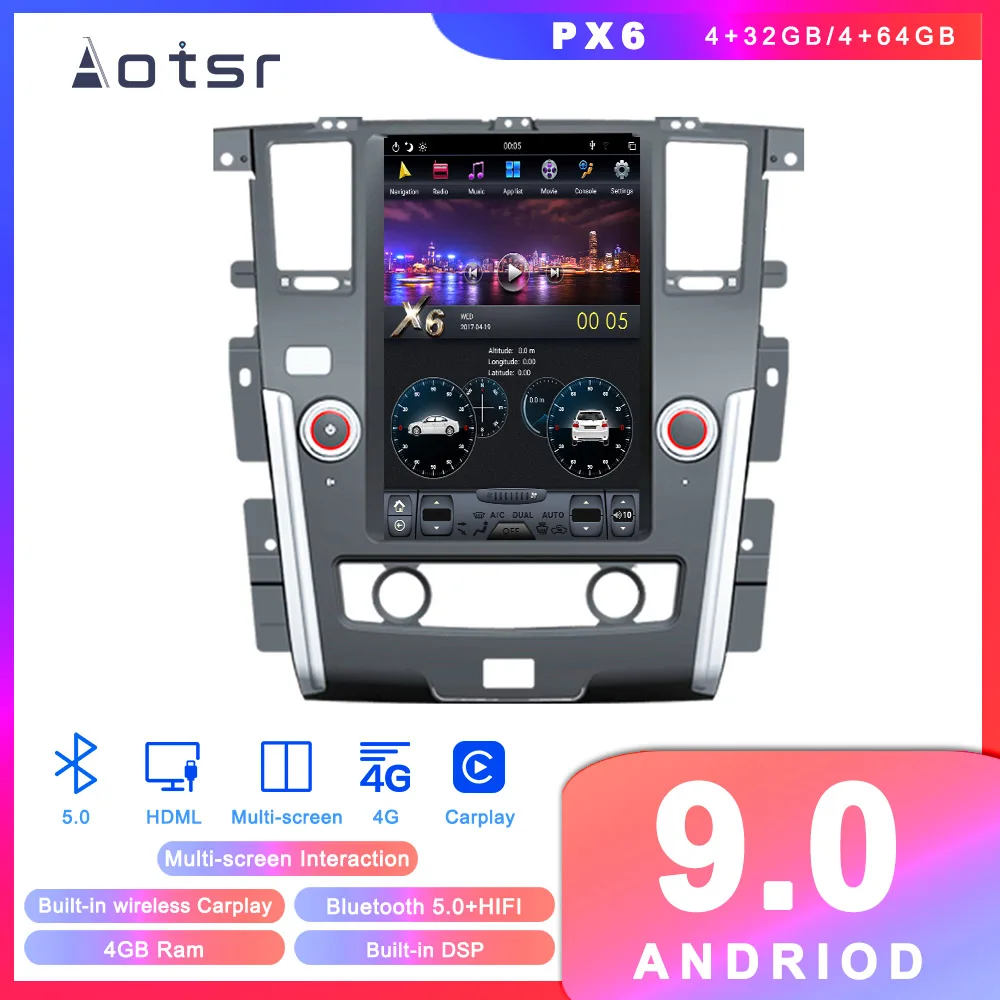 Автомобильный DVD-плеер Tesla PX6 Android 9 GPS-навигация для Nissan Patrol 2010 автомагнитола