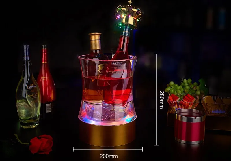 Перезаряжаемый Ведерко для льда, светодиодный RGB светильник, охладитель льда для шампанского, вина, напитков, пива, бара, вечерние инструменты