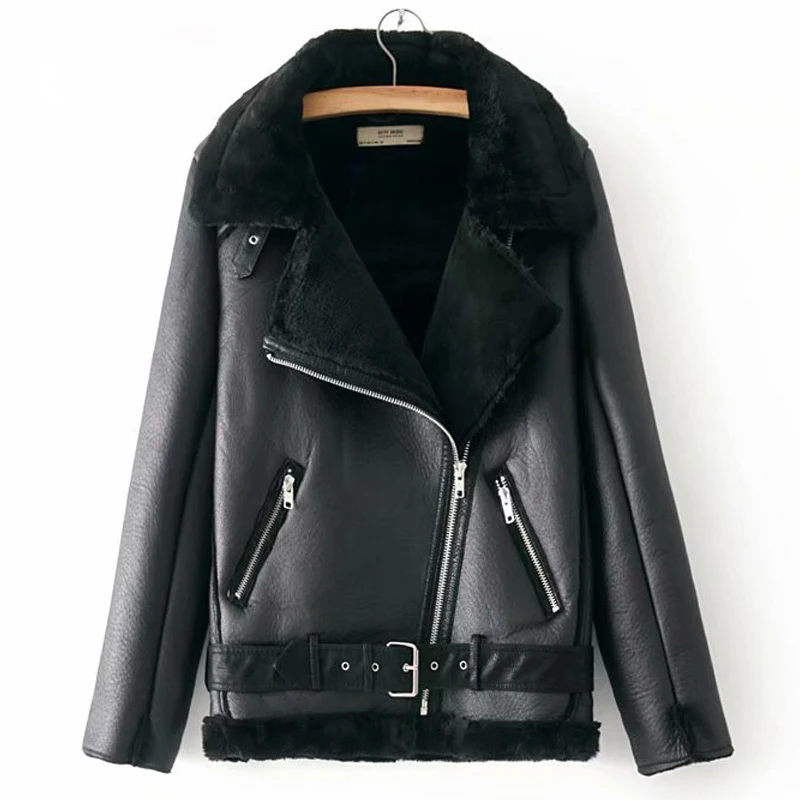 

Warm Women's Winter Motorcycle Velvet Jacket Female Short Lapels Fur Thick Korean Version Plus Velvet Jacket 2019 Bomber Jacket