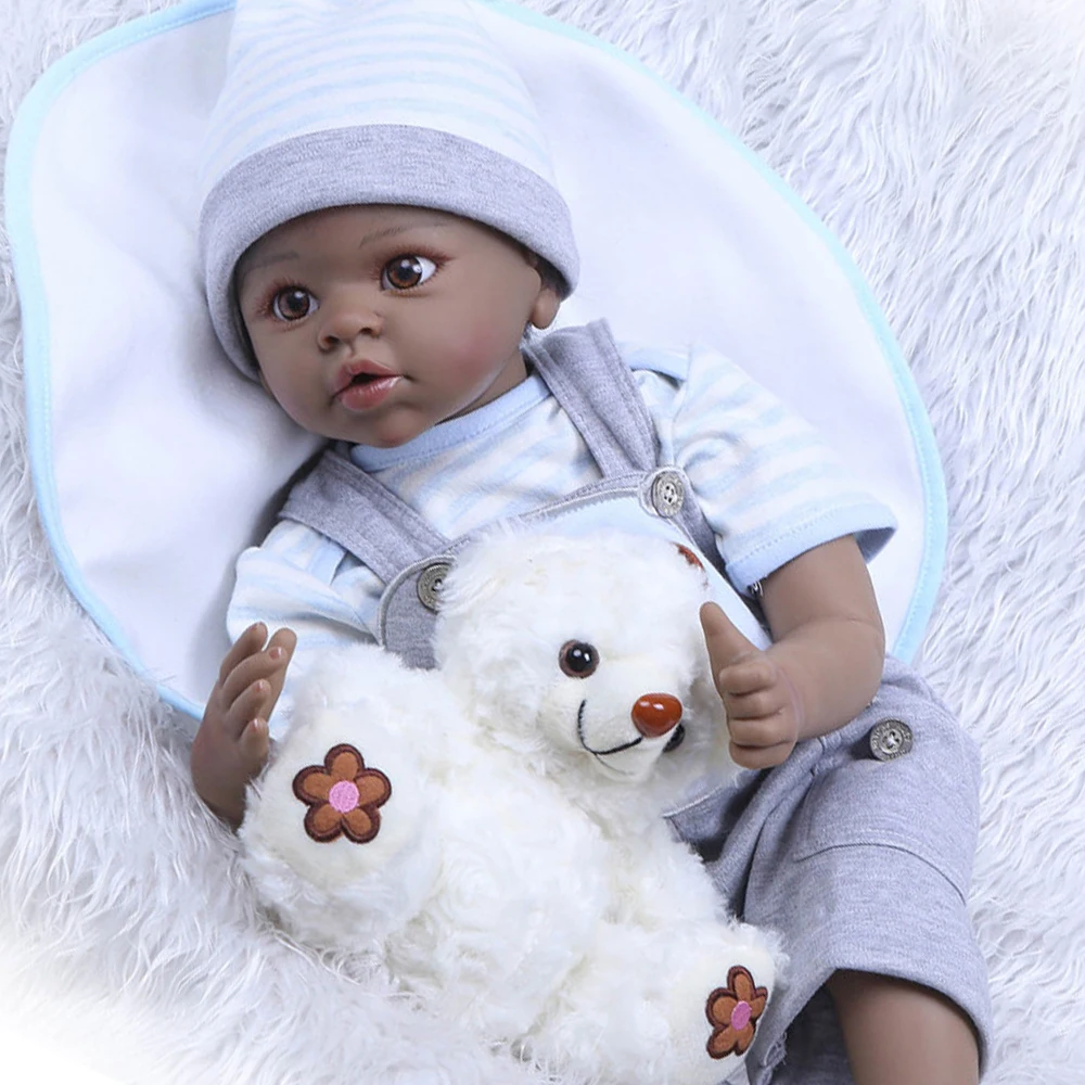 Bebe reborn черные куклы для мальчиков 2" 55 см NPK силиконовые reborn Детские куклы реалистичный детский подарок Классический игровой дом игрушки куклы