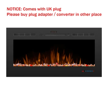 

42 inch 5 Levels Wall Electric Fireplace Flame Effect Dimmer 3 Colors Thermostat Control 2 Heat Settings Safety Cut-Out System