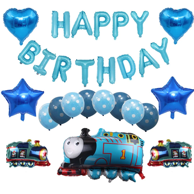 Thomas Train Theme Birthday Party Balloons Large Car Boy 2 Years Old 3th 1st Birthday Party Decoration Blue Latex Baloon Ballons Accessories Aliexpress