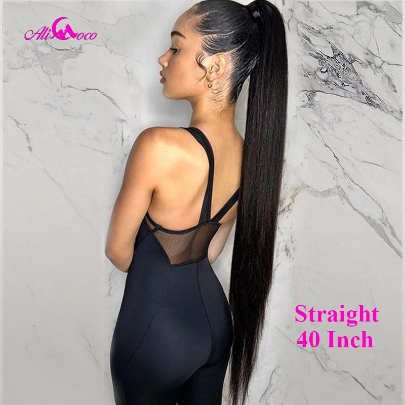 Ali Coco Straight Hair 8-40 Inch Human Hair Extensions 28 30 32 34 36 38 Inch Brazilian Hair Weave