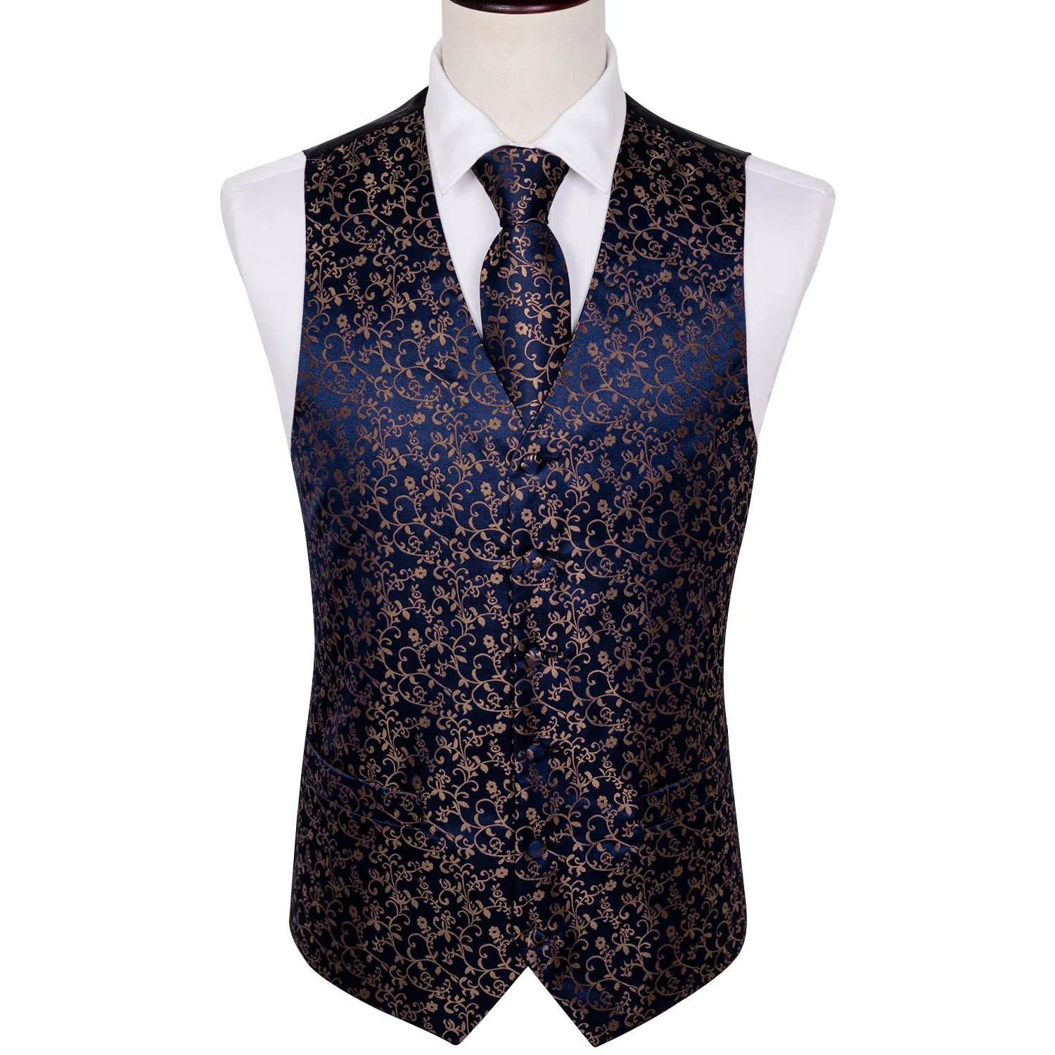 4PC Men Gift Silk Vest Party Wedding Gold Paisley Solid Floral Waistcoat Vest Pocket Square Tie Slim Suit Set Barry.Wang BM-2018 4PC Men Gift Silk Vest Party Wedding Gold Paisley Solid Floral Waistcoat Vest Pocket Square Tie Slim Suit Set Barry.Wang BM-2018