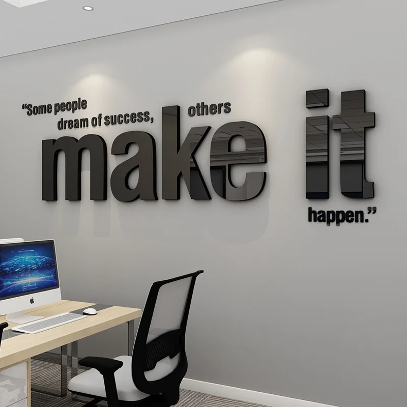 

WS184 Creative office inspirational English text inspires slogan company corporate culture wall decoration 3D wall stickers