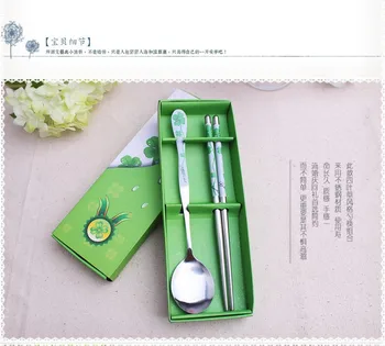 

wedding favor gift and giveaways for guest -- Asian porcelain spoons and chopstick in paper box party souvenir 100set/lot
