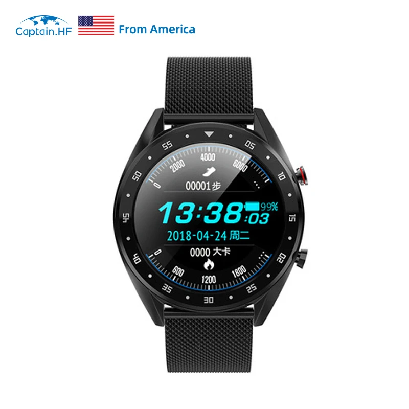 Black steel Капитан США HF IP68 Водонепроницаемые спортивные Смарт-часы монитор сердечного ритма кровяного давления для iOS Android - Цвет: Black steel