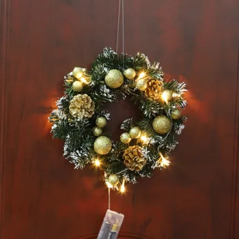

Christmas Decoration For Home Wreath With Battery Powered LED Light String Front Door Hanging Garland Holiday