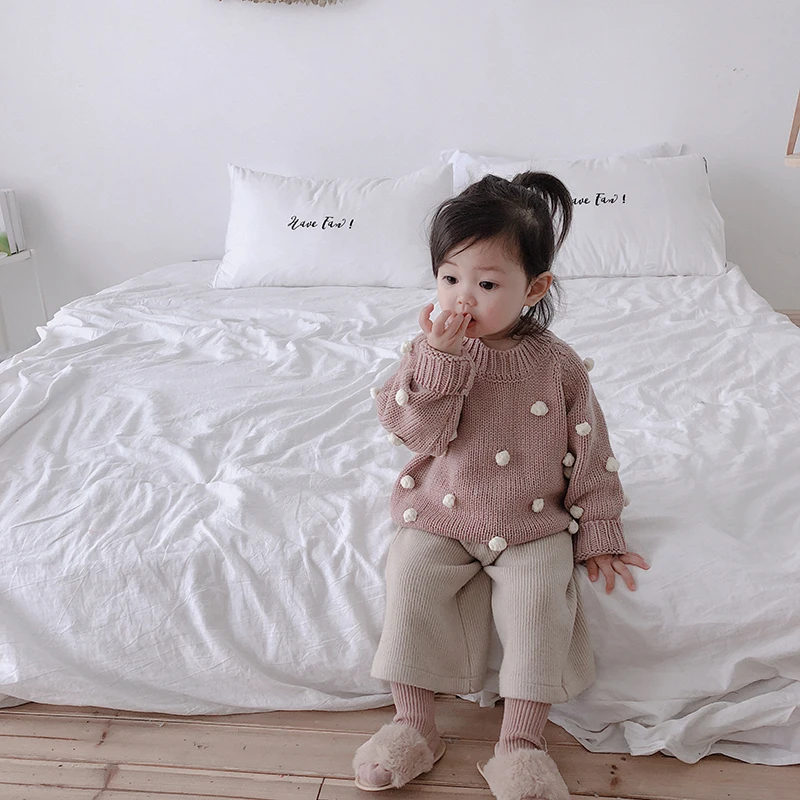 Осенне зимний пуловер для девочек свитера одежда малышей маленькие объемные