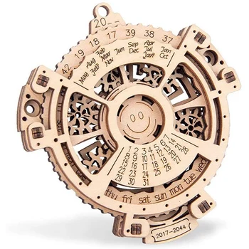 

Perpetual Calendar 3D DIY Puzzles Toys Creative Wooden Mechanical Transmission Carving Building Engraving