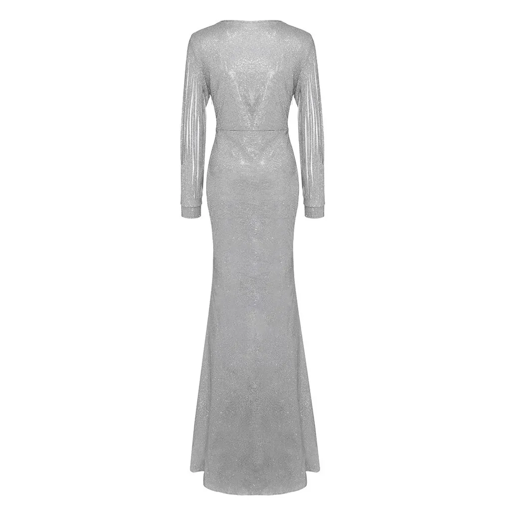 Chamsgend женское винтажное элегантное платье с блестками vestido de festa robe с длинным рукавом шикарное платье вечернее платье#4