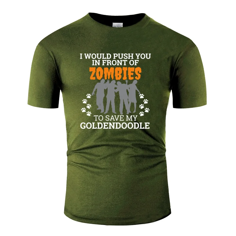 Новинка, модная мужская футболка с надписью «push you in спереди zombie to save my goldendoodle», Мужская футболка с круглым вырезом, размер S-5xl, хип-хоп