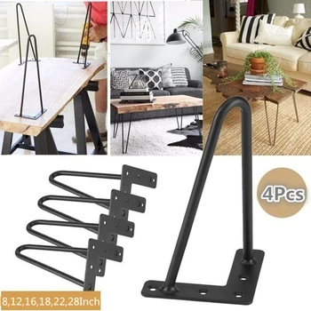 

4Pcs/Set 8/12Inch Black Iron Dining Table Computer Desk Legs For DIY Handcrafts Furniture Coffee Table Chair Leg