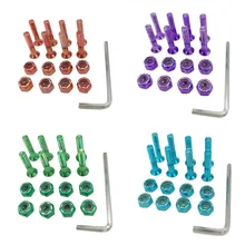 8pcs Skateboard Screw 1 Inch Color Plating 25mm Bridge Screw Nut Wrench DIY Hardwares Skate Board Screws For Installing Trucks