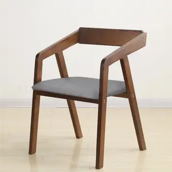 

Solid Wooden Dining Chair Fashion Home Nordic Desk Chair Coffee Restaurant Chair Simple Study Office Backrest Computer Chair