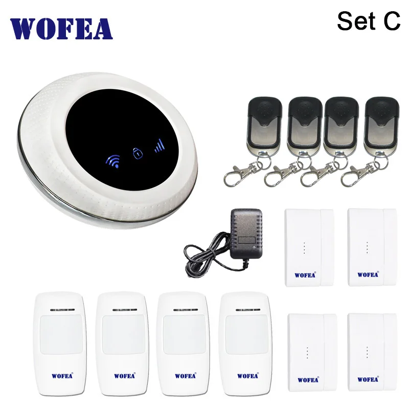 Wofea беспроводной SIM GSM домашняя охранная wifi GSM сигнализация система Датчик комплект tuya приложение Встроенная сирена - Цвет: SET C