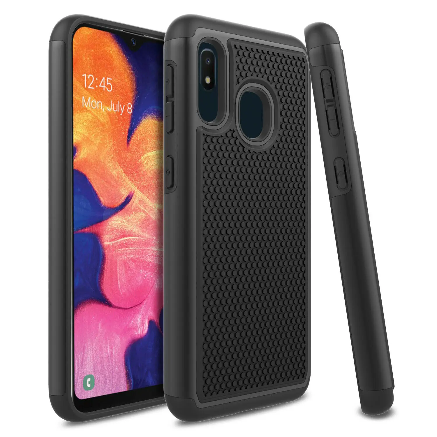 Для samsung Galaxy A10e A20e A20 A30 A50 чехол-Гибридный ударопрочный тонкий жесткий защитный чехол для телефона с прозрачным закаленным стеклом 9H - Цвет: Черный
