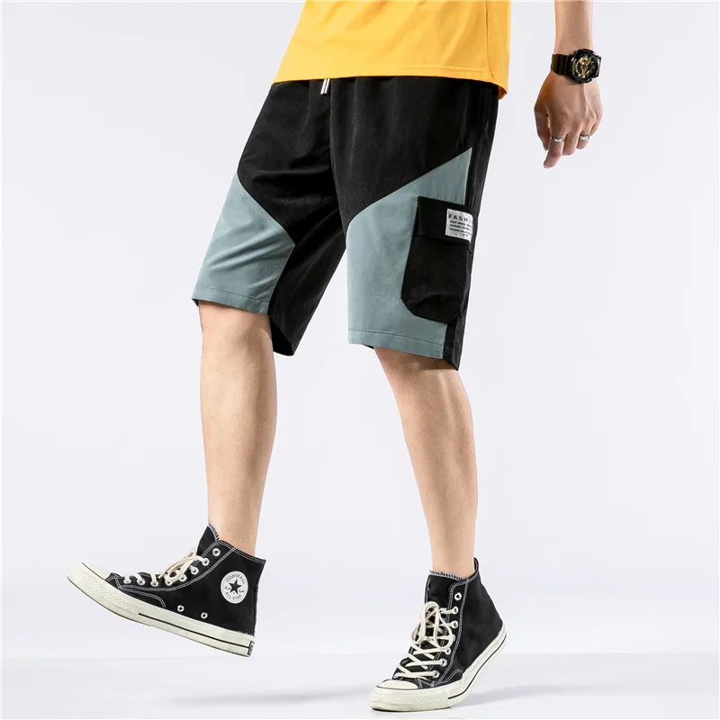 2022 Summer Japanese Cargo Shorts Men Thin Loose Casual Shorts Mens Trendy Streetwear Patchwork Sports Short Pants Men 5XL best casual shorts for men Casual Shorts