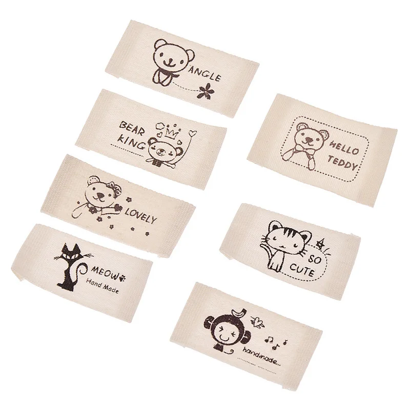 

50PCS/lot Cute Animals Printed Sewing Washable Cloth Labels For Children Clothes Handmade Craft Bags Tags Decor Supplies